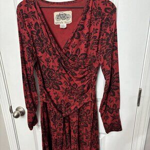 Effie's Heart Red and Black Floral Faux Wrap Dress